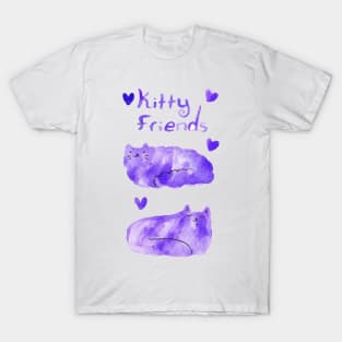 Purple Watercolor Kitty Friends T-Shirt